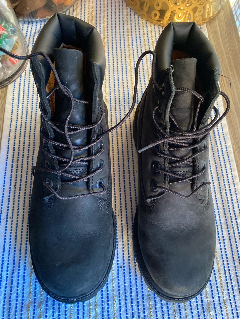 Timberland Junior's Size 5 EU 37.5 6” Premium Black Suede Work Boots NEW